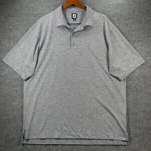 FootJoy Heather Pinstripe Lyle Golf Polo Shirt Men's XXL Black/White SS Casual